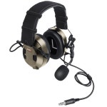 0mm 이어머프 헤드폰 NRR 26dB 소음 감소 사운드 픽업 청력 보호 전술 헤드셋 에어소프트 사격 통신용 이어프로(TP-120 U-174 커넥터... 