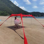 그늘막 차양막 차광막 그늘 타프 비치 텐트 방풍 태양 해변 햇빛가리개 쉼터 UPF50 Red : 스윙 스토어