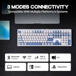 TH108 풀사이즈 무선 기계식 키보드 108키 8000mAh 핫스왑 RGB 개스킷 블루화이트 Black Creamy Jade Switch : 지건민통상