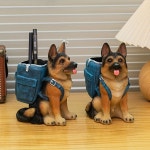 수지 독일 셰퍼드 개 펜 홀더 데님 배낭 디자인 책상 주최자 귀여운 동물 모양의 컨테이너 사무용품 : 운악소소온