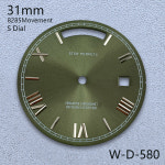 호환 31mm S 로고 요일 및 날짜 다이얼 맞춤 8285 무브먼트 Sunray 다이얼 시계 수정 액세서리 : 골든106