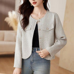 골드버튼 트위드 자켓 여성용 세미크롭 블랙, free : YSTORY