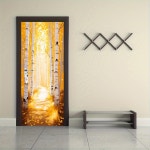 1개 가을 자작나무 숲 풍경 문 스티커 접착식 장식 거실 입구 복도 벽 : 월악소소온