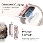 호환 워치 시리즈 11 10 9 8 7 6 5 4 46mm 42mm 44mm-40-41-45mm용 다이아몬드 케이스유리 블링 범퍼 스크린 보호 액세서리 : 골든104