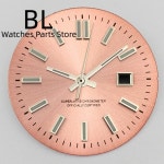 호환 BLIGER 24.5MM Sunburst NH05 시계 다이얼 골드 로즈 스틱 번호 여성용 식 시계 수정 부품 31mm NH05 NH06 : 골든106