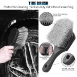 8피스 휠 브러시, 타이어 클리너 브러시 세트 - 소프트 클리닝 2개, 디테일링 및 하드 스크러버, 타이어용 유연하고 내구성이 뛰어난 림 키트... 