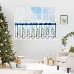 1pc 자수 쉬어 발란스 창문 및 캐비닛 크리스마스 장식을위한 달콤한 스타일 로드 포켓 하프 주방 커튼 : 응봉소소온