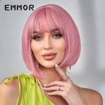 핫 세일 짧은 머리 핑크 앞머리 보보 스트레이트 헤어 유럽 및 미국 매트 고온 섬유 가발 : 분당플렉스70