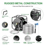 스페실라이트 업그레이드 금속 정원 호스 릴, 100피트 304 스테인리스... 듀티 안티 UV 벽 마운트/바닥 스풀, 3/4인치 황동 피팅, 36 : 스텝바이샵