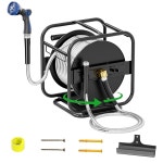 스페실라이트 업그레이드 금속 정원 호스 릴, 100피트 304 스테인리스... 듀티 안티 UV 벽 마운트/바닥 스풀, 3/4인치 황동 피팅, 36 : 스텝바이샵