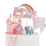 유니콘 레인보우 캐슬 피규어 케이크 토퍼 세트 데코픽 : 러브마이띵스