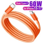 아이폰 17 프로 맥스 에어 오렌지 데이터 케이블용 60W 타입 C to 타입-C 고속 충전 케이블 15 16 삼성 USB-C 와이어 : 지산전기