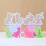 S0167 꽃과 3D 고양이 토끼 인쇄 Silikonform 부활절 양초 금형 석고 장식품 Moldes Para Velas : 조계소소온