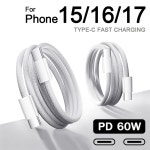 60W USB C 케이블 아이폰 16 15 17 프로 맥스 에어 플러스 타입-C 충전 브레이디드 to 타입 고속 데이터 라인 : 지산전기