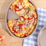 원형 탄소강 플레이트 몰드 피자 인치 트레이 베이킹 논스틱 케이크 10 가정용 Bla 6 in s : 득템루트