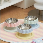 고양이 밥그릇 하이 뷰티 펫 스테인리스 스틸 조절식 목 보호 받침대 강아지 대용량 애완동물 : 다인상