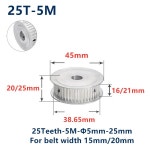 25 치아 HTD 5M 타이밍 동기 풀리 보어 5/6/6.35/8/10/12/14/15/16/17/19/20/25mm 폭 15/20mm 25Teeth : 랑리오