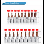 호환  14 T10-T50 스타 펜타로브 스크루드라이버 비트 소켓 세트 드라이브 소켓 자동차 수공구 수리 키트 Cr-V 스틸 전동 공구 피팅 : 샤크창투