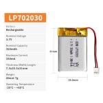 EEMB 1~10개 702030  3.7V 리튬 폴리머 배터리 350mAh 충전식 이온 L : 한라물산2