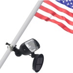 플래그 조명 태양열 전원 IN 하우스 장착 깃대 태양광 조명 금속 클램프 DS GD Black : Westera