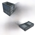 회색 플라스틱 네스터블 스토리지 박스 산업 스타일 접이식 운반 가정 및 창고 보관용 : 에리디움