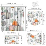 추수감사절 4Pc 같은 가정용 커튼 및 매트 마법 12 매트 가을 샤워 러그 포함된 액세서리 뚜껑 목욕 장식 세트 호박 U자형 욕실 화장실 가... 