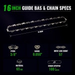 40 6CM 16인치 체인 피치 1CM 8인치 로우 프로파일 57 드라이브 링크 DS BD 16 Chain and Guide Bar : Westera