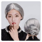 졸업사진 촌캉스 컨셉 욕쟁이 할머니 가발 뽀글이 시골 할매 분장 흰머리 파마 아줌마 : 하루만물