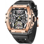 남성 자동 시계 다이아몬드 골격 기계 럭셔리 셀프 와인딩 달 페이즈 캘린더 남성용 방수 손목시계 1 G3176:Gold : 루미모드샵