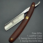 이발소 수동 면도기 백단향 손잡이 S45C 탄소강 블레이드 스트레이트 G1123 4 개/세트 : WEE MARKET