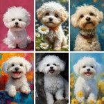 DIY 보석십자수 성인을위한 작은 흰색 Bichon Frize 초상화 다이아몬드 페인팅 키트, 수제 DIY 개 보석 그림 Lover를위한 선물 : kickoff