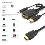 BENFEI HDMI to VGA 도금 VGA 3m 10피트 케이블 POWER LOGIC 오디오 포함 컴퓨터 데스크톱 노트북 PC 모니터 프로 10 F t Bla : 쓰리봉지1