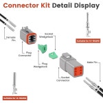 DTK51 6핀 Deutsch 커넥터 키트 DT 6세트 그레이 방수 전기 와이어 42쌍 사이즈 16 스탬프 접점 1418AWG 엔진 트럭 1 2 pin 6 sets 66pc... 