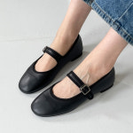 메리제인 쿠션좋은 말랑이 소가죽 플랫 슈즈 1cm : 무빙슈