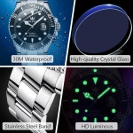 남성용 오토매틱 시계, 빅 페이스 비즈니스 캐주얼 남성용 셀프 와인딩 시계, 날짜 , 클래식 회전 가능한  06 블루/골드 다이얼 : honestbuy