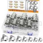 zDwfDc 33PCS 17-43mm 7사이즈 T-볼트 호스 클램프 스테인리스 스틸 헤비 듀티, M8 및 M10 렌치 DD038-KIT 48-51mm : 포멜로샵123