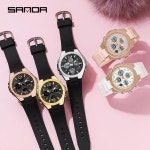 SANDA 6062 럭셔리 Ms. LED 디지털 스포츠 시계, 패션 캐주얼 여성 소녀 밀리터리 50M 방수 석영 Ms. 손목시계, 신제품 : 럭비즈3