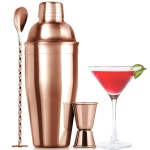 줄레이 칵테일 셰이커 세트 - 스테인리스 스틸 혼합 음료 셰이커 - 스트레인, 양면 지거 및 머들러 콤보 믹싱 스푼이 내장된 마티니 셰이커 세트... 