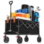 바퀴 달린 180L 대용량 접이식 왜건 카트, 330LBS 왜건, 헤비 듀티 쇼핑 해변, 스포츠, 정원, 세탁, 아웃도어 블랙용 휴대용 카트 : 마이페치몰