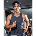 남성용 여성용 스포츠 스웨트밴드 수분 흡수 헤드밴드 손목 밴드 부드럽고 운동용 타월 스웨트 농구 테니스 F8156 퍼플 옐로우 23... 