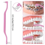 Gsbnjuy 6개 소프트 치간 칫솔 작은 머리 교정 치아 세부 청소 칫솔과 헤드가 포함된 칫솔을 더블 브레이스 싱글로 2인용으로... 