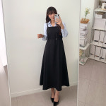 포엣 벨트 레이어드 뷔스티에 롱 원피스 A1088 : 어썸하비