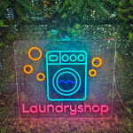 세탁소 네온사인 주문제작 LED네온간판 실내조명 매장 오픈준비 영어 줄조명 10cm : 언제나좋은날