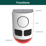 태양광 야외 동작 감지 경보기 스트로브 라이트 동워터 퇴치음 소음 발생기 포함 정원 농장 정원용 : 그라츠1