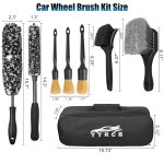 피스 휠 브러시 타이어 클리너 소프트 클리닝 디테일링 및 하드 스크러버 타이어용 유연하고 내구성이 뛰어난 림 키트 F7717 블랙.... 