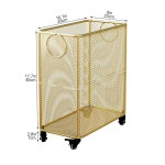 바퀴 달린 골드 메탈 바구니 - 롤링 세탁 카트 요가 매트 보관 랙 와이어 : 아마세상마켓