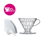 하리오 V60 드리퍼 02 + 필터 40매 포함 (VDR-02T-20CP) : 고고커피 스토어