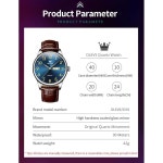 남성용 시계, 남성용 캐주얼 가죽 시계, 읽기 쉬운 쿼츠 숫자 시계, 날짜 , 방수 블루 /블랙 /실버 페이 G5653-블랙-블루 : 오션투