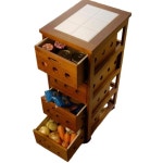 이동식 틈새수납장 원목 4단7단 틈새 브릭 책장 라왕 다용도 20cm 티크 H1443(타일상판) 싱글 도어 : 임미픽