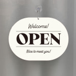 오픈클로즈 알루미늄 메탈 금속 안내판 타원형 250x180 화이트 [양면형] 문패 도어사인 : 브레인보우